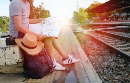 girl waiting for train