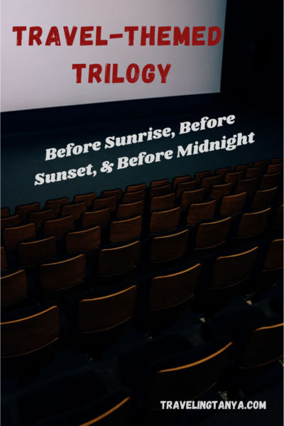 Adventure and romance mingle in the travel-themed trilogy that includes Before Sunrise, Before Sunset, and Before Midnight. Follow an 18 year long love affair set against the backdrop of iconic European cities.