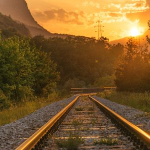 sunrise over traintracks