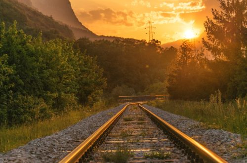 sunrise over traintracks