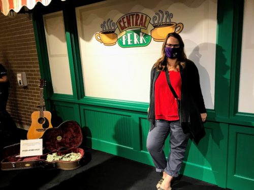 tanya with guitar outside central perk