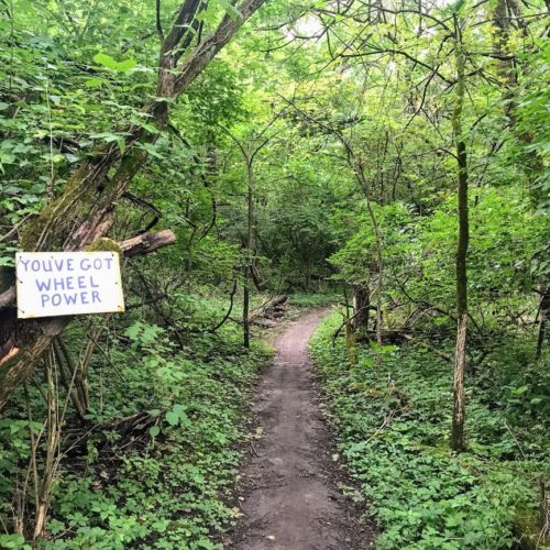 wheel power sign on trail