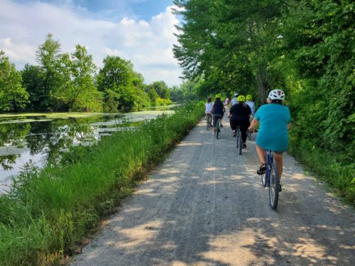 biking on the trail