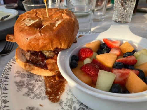 burger and fruit